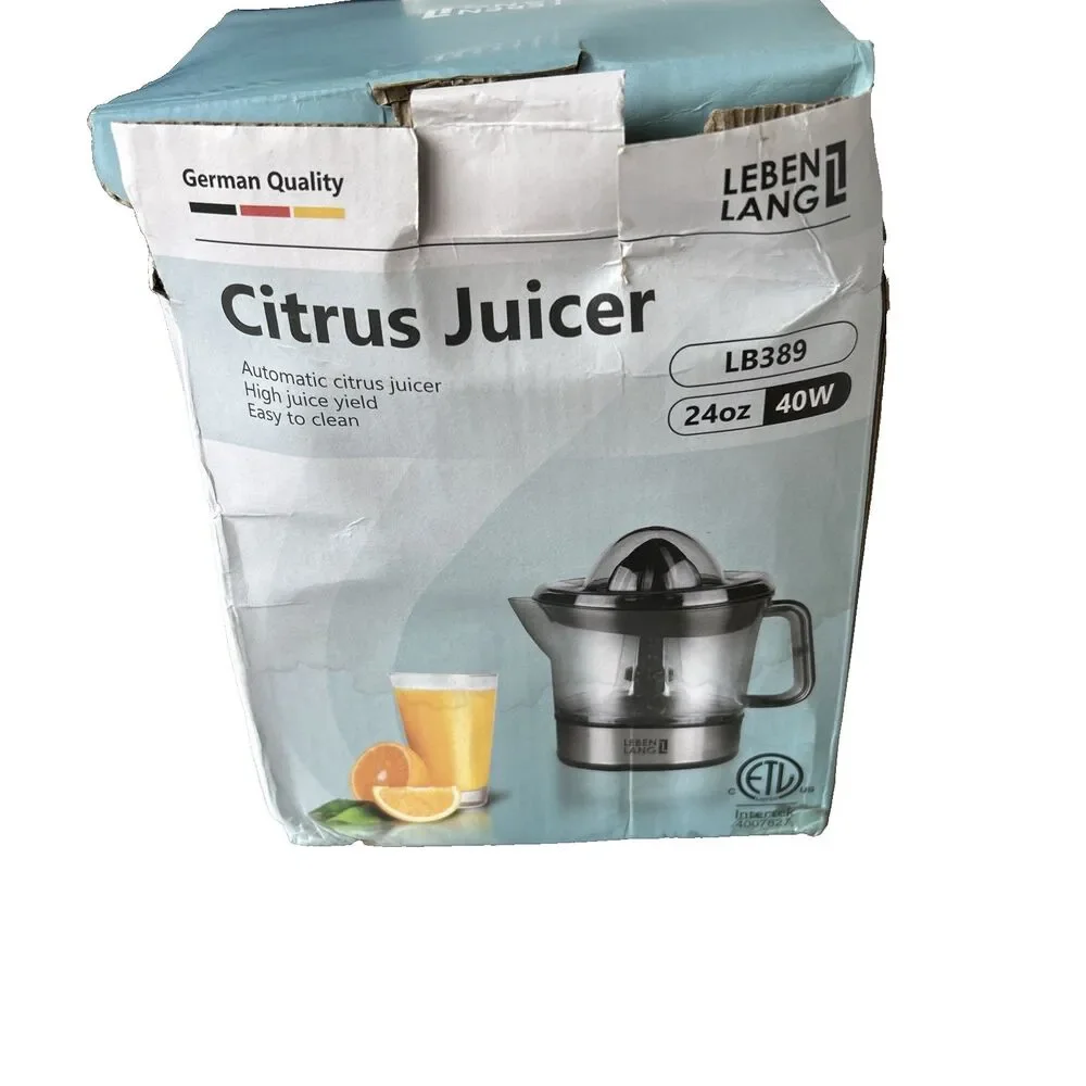 Leben Lang Electric Automatic Citrus Juicer 40w 24oz Stainless Steel LB389 NEW
